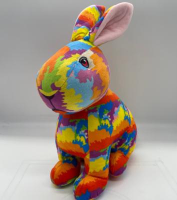 China Plush Customized Designs Rainbow Rabbit Stuffed Soft Toys Rabbit Plush Toys for sale