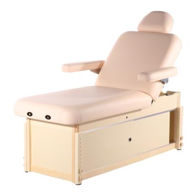 China Modern Professional Custom Size Adjustable Sturdy Backrest Factory Mt Eyelash Tattoo Bed Tattoo Bed Stationary Massage Table With Cabinet for sale