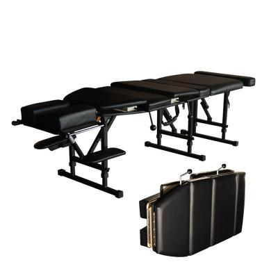 China Custom Professional Portable Folding Lumbar Lumbar Cervical Table Chiropractic Traction Factory Chiropractic Therapy Table Lightweight Chiropractic Drop Bed for sale