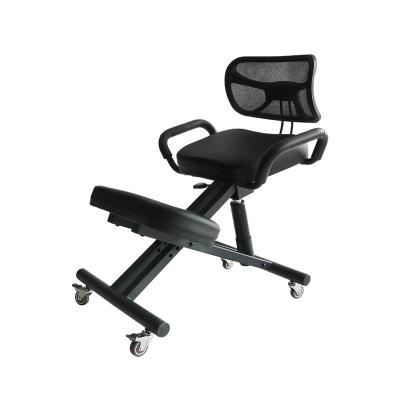 China Modern Factory Custom Black Cheap Price 360 ​​Degree Rotation Pneumatic Backrest Rolling Ergonomic Posture Kneeling Stool Kneeling Chair for sale