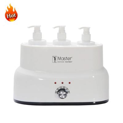 China Professional Body Mt Factory Supplier White Fit 3 Bottle Oil Warmer Cream Lotion Warmer Massage Oil Heater With Bottle for sale