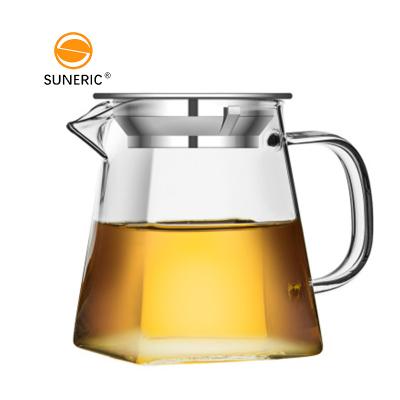 China Justice Viable Custom Clear Heat Resistant Glass Just Hot Pitcher Square Tea Cup Hot Tea Pitcher for sale