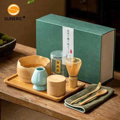 China High Quality Luxury Ceramic Japanese Handmade Tea Spoon Beater Bowl Matcha Gift Box Matcha Stocked Natural Bamboo Set Holder for sale