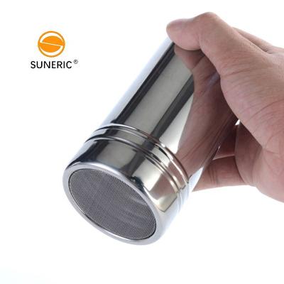 China Durable Stainless Steel Sprinkle Metal Spice Jar Coffee Sieve Seasoning Cloth Tools Cookware Good Mesh Powder Sugar Shaker for sale