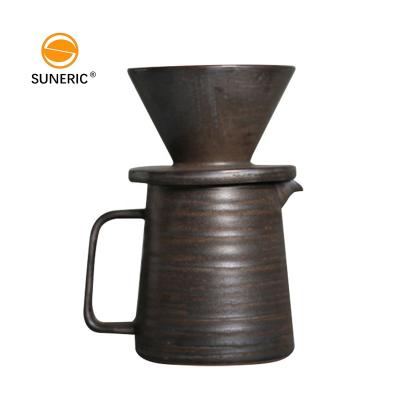 China Viable Ceramic Cone Coffee Filter Maker Gift Set V60 Matte Matte Black Coffee Dripper For Pour Over Coffee for sale