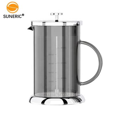 China WITH LID Modern Design Ion Plating 1L Glass Press Stainless Steel Plunger Froth Maker Tea Press Coffee French Press for sale