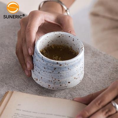 China New Arrival Home Office Cafe Matte Porcelain Tea Ware Ceramic Stocked Sushi Bar Mug No Handle Arabic Coffee Mug for sale