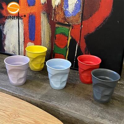 China Stored Reusable Paper Cup 3D Texture Design Hand Pinch Espresso Ceramic Mug Stoneware Mugs Without Handle for sale