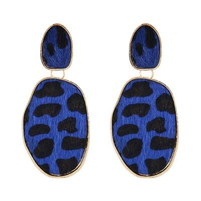 China Delicate Women's Fashion Design Fancy Leopard Printed PU Leather Drop Stud Earrings ER0076 (1) for sale