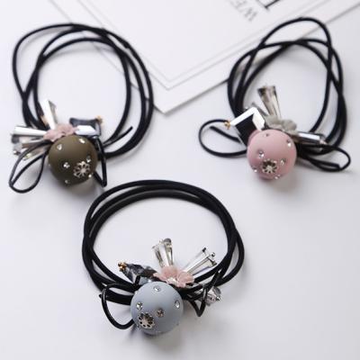 China Hot Selling Fashionable Elastic Hair Band Girls Hair Tie Eco-friendly Material With Beads for sale