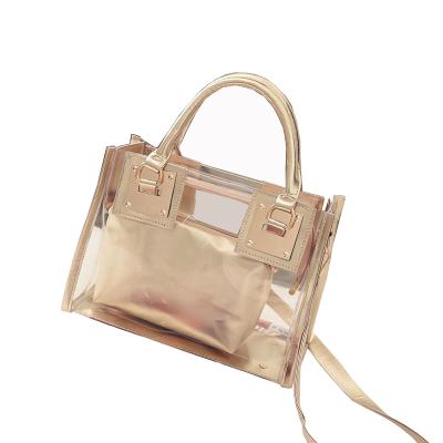 China Large Capacity Custom See Though Clear Transparent Plastic Vinyl Hand Tote Bags PVC Handbag For Women for sale