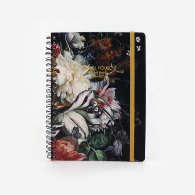 China Printed hot sale a5 spiral notebook, lovely notebook for girl, notebook with elastic band for sale