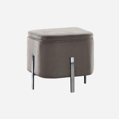 China Wholesale Comfortable Square Pouf Velvet Stool Kitchen Stool Chair Morden Storage Pouffe With Metal Legs for sale