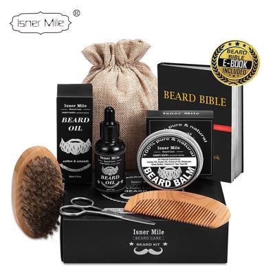 China High Quality Thou Isner Or Customize Private Label 6 Items Organic Beard Grooming Kit With Beard Comb And Brush Customized For Beard Shaper Men for sale