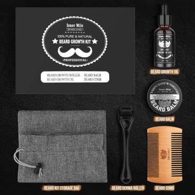 China Acne Treatment Mile Isner Private Label Logo Organic Mens Facial Hair Oil Beard Product Custom Growth Roller Kit for sale