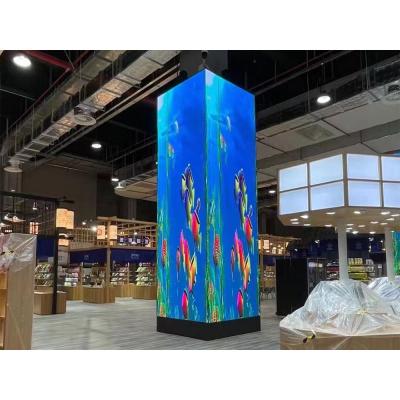 China Wall Mounted Aluminum Module P2.6 2.6Mm 500*500Mm Front Service Indoor Fixed Square Pillar Cube Magnetic Video Ceiling Led Screen Display for sale