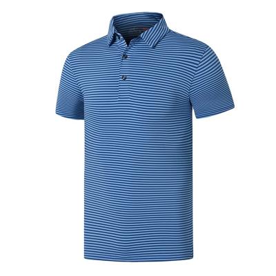 China Custom Anti-wrinkle Mens Polyester Spandex Golf Performance Jersey Slim Fit Stripe Polo Shirt for sale