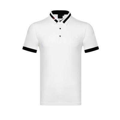 China Anti-Wrinkle Premium High Quality Plain White Blade Collar Mens Golf Shirts for sale