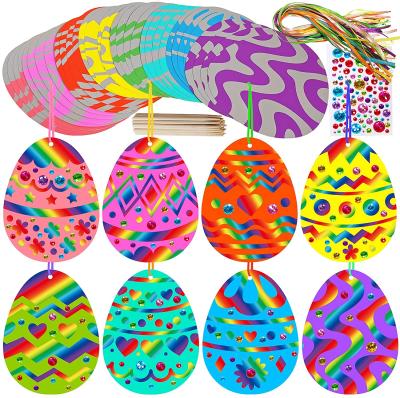 China DIY Educational Assembly Toys Magic Scratch Art Easter Egg Ornaments Decorations Color Easter Craft Kits Scratch Paper Easter Egg Scratch Toy for sale