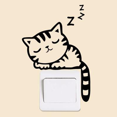 China Funny Decorative Sticker Switch Stickers For Kids Room Living Room Bedroom Decoration Diy Cartoon Animal Sticker Cat Dog Vinyl Mural Art for sale