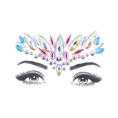 China Temporary Glitter Tattoo Sticker Face Jewelry Temporary Party Face Makeup Tools Flash Rhinestones Tattoo Stickers for sale