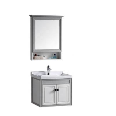 China Wholesale Traditional PVC Hung Design Wall Type Classic Bathroom Cabinet with Wash Basin Mirror Set for sale