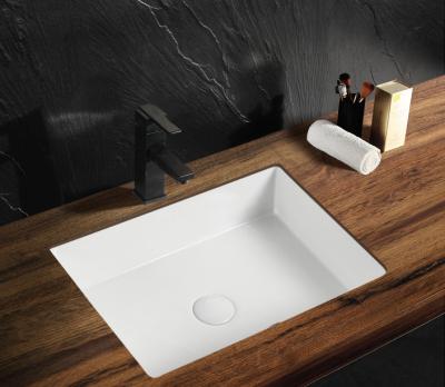 China Modern Square White Under Mount Bathroom Sink Ceramic Under Mount Bathroom Sink Porcelain Vessel Sink for sale