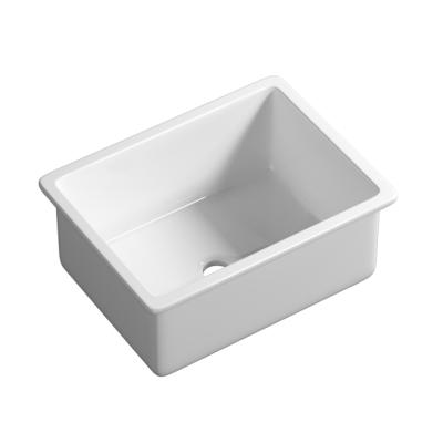 China Without Faucet Chaozhou Binli Factory White Rectangle Fireclay Kitchen Undermount Single Bar Sink In Price for sale