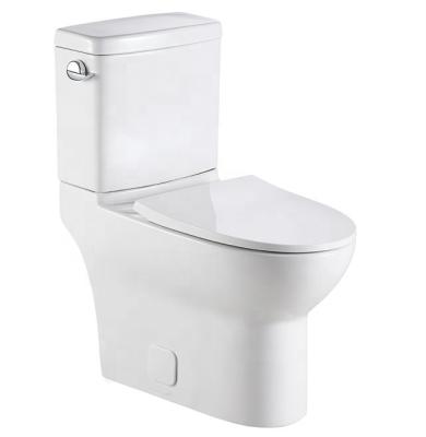 China Double-flow Siphonic Toilet Round Shape Family Hotel Rimless Ceramic Two Piece Toilet for sale