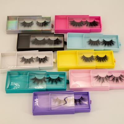 China 12mm 25mm mink eyelash case private label fake lash box thick custom window case rectangle lashbox open unique packaging for sale