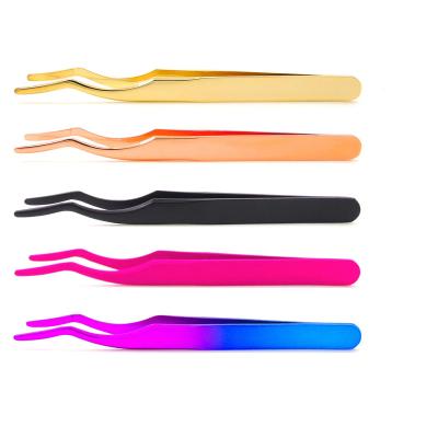 China Rose Gold Luxury Black Private Label Eyelashes Tweezers Wick Applicators With Logo Printing Acceptable for sale