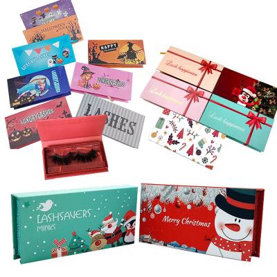 China Paper/Plastic/Metal Factory Wholesales Christmas Lashbox Christmas Eyelash Packaging Box Halloween Eyelash Boxes With Lash Packaging for sale