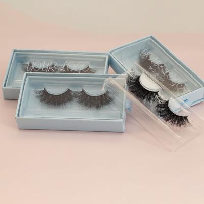 China Fluffy 3d rectangle mink eyelashes case 12mm 25mm blue mink lashes case rectangle drawer eyelash box wholesale sellers for sale