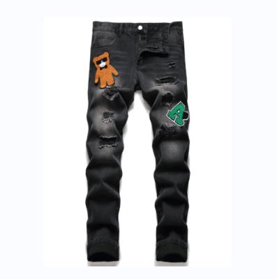 China Straight hip hop man custom printed high quality outwear skinny black jeans 2022 mens jeans jeans mens denim pants for sale