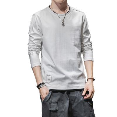 China Men's casual hot white logo embroidery apparel product sale long sleeves t shirts for men work wear fashion t shirts men for sale