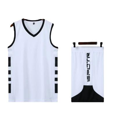 China Fashion Breathable Solid Color V Neck Shorts Sleeves Custom Basketball Uniform Tank Top Sets Men Sport Wear Basketball Sets for sale