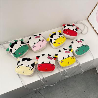 China Hot Selling PU Fashion Small Leather Shoulder Mini Bag Cute Cow Shape Cell Phone Bag Cross - Body Bags For Kids for sale