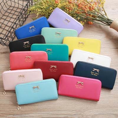 China Other New Lady Wallets Purse Bow Key Wallets Letter Coin Purse Zipper PU Mobile Phone Bags for sale