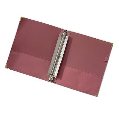 China PU Customize A4 Leather PU Folder 3 Hole Ring Binder Album for sale