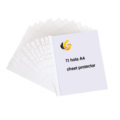 China PP A4 Clear 11 Hole Sheet Protector For Ring Binder for sale