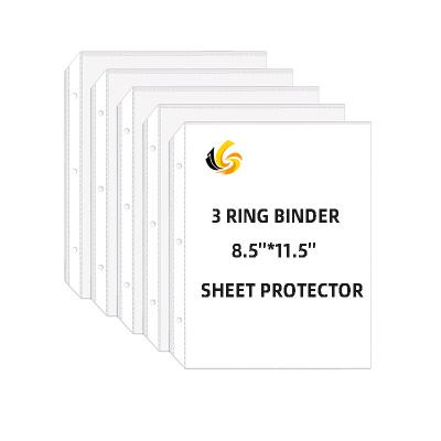 China Clear PP 8.5*11 3 Inch Hole Sheet Protector Letter Size Sheet Sleeve for sale