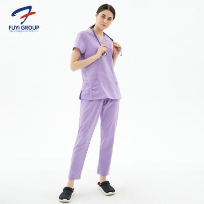 China FUXIN 2021 Eco-friendly Customized Wholesale Fashionable Woman Hospital Uniforms Medical Suits Nursing Scrub Sets For Nurses for sale