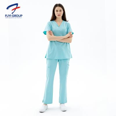 China Wholesale quality fuyi stylish customized medical eco-friendly best group scrubs jogger designer nurse scrubs hospital uniform for sale