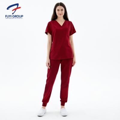 China 2021 eco-friendly customized stylish fuyi jogger women group wholesale best quality medical scrubs hospital uniform for sale