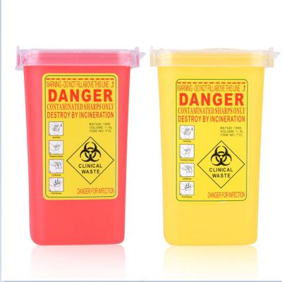 China Safety Sharps Container, Plastic Tattoo Container Biohazard Disposal 1L Size Sharp Waste Box, Puncture Resistant (Yellow) for sale