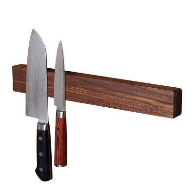 China Large 14 Inch Wall Mount Magnetic Solid Wood Knife Holder Magnetic Tool Walnut Tool Rack For Kitchen à venda