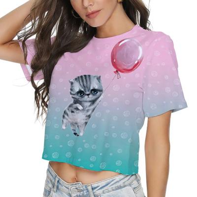 China 2023 summer y2k small QUICK DRY T-shirt with round neck l loose casual digital print short sleeves for sale