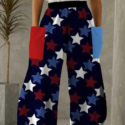 China Wholesale New Fashion Manufacturer Women Pants 3D Digital Printing Custom Pocket QUICK DRY Wide Leg Pants Casual Trousers for sale