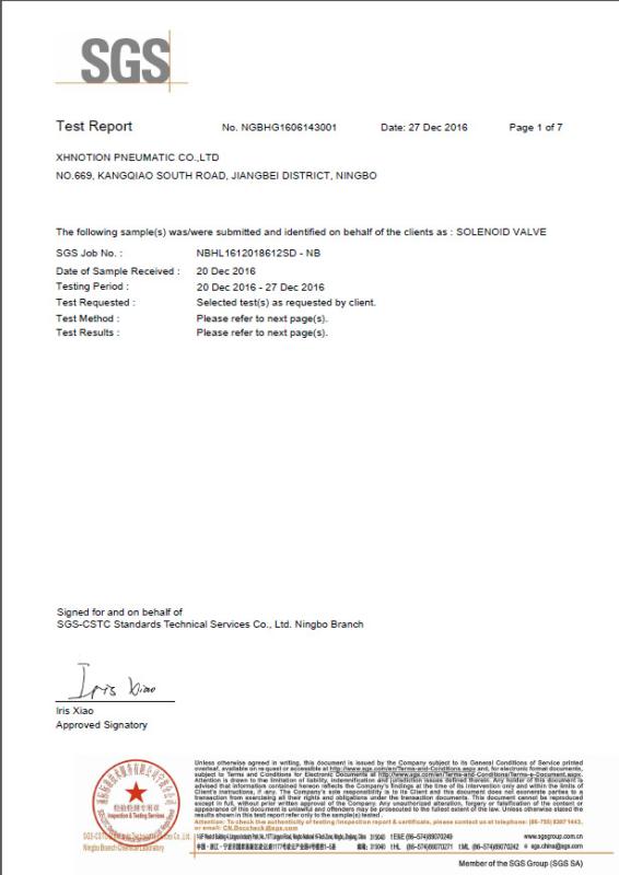 RoHS - Ningbo Xhnotion Pneumatic Technology Co., Ltd.