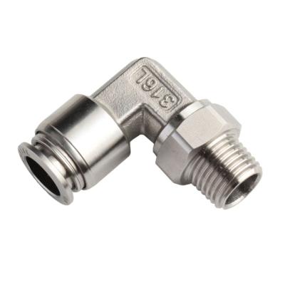 China Air 4mm 6mm and M5 M6 01 02 BSPT Thread Male Elbow Stainless Steel Inox SS316L Pneumatic Thrust for Connecting Fittings RoHS for sale